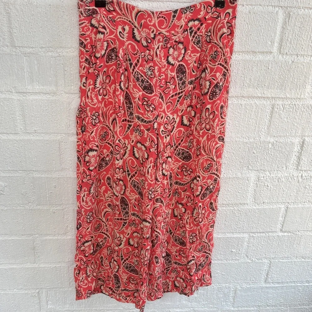 Mango MNG Paisley Wide-Leg Elastic Waist Ankle Pants sz S - Picture 2 of 7